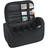 Meiiy Nail Polish Organizer Bag Holds 10 bottles(15ml-0.5fl.oz) Nail Supplies Case Small Portable Nail Kit Storage Bag (Black)