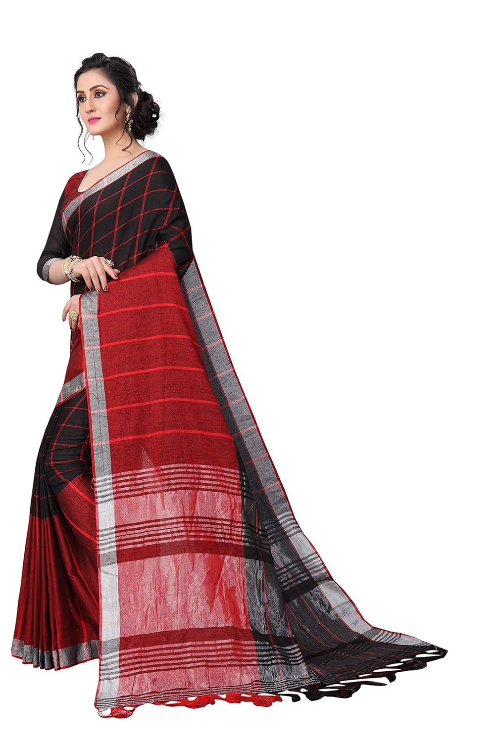 perfectblue linen saree with blouse piece