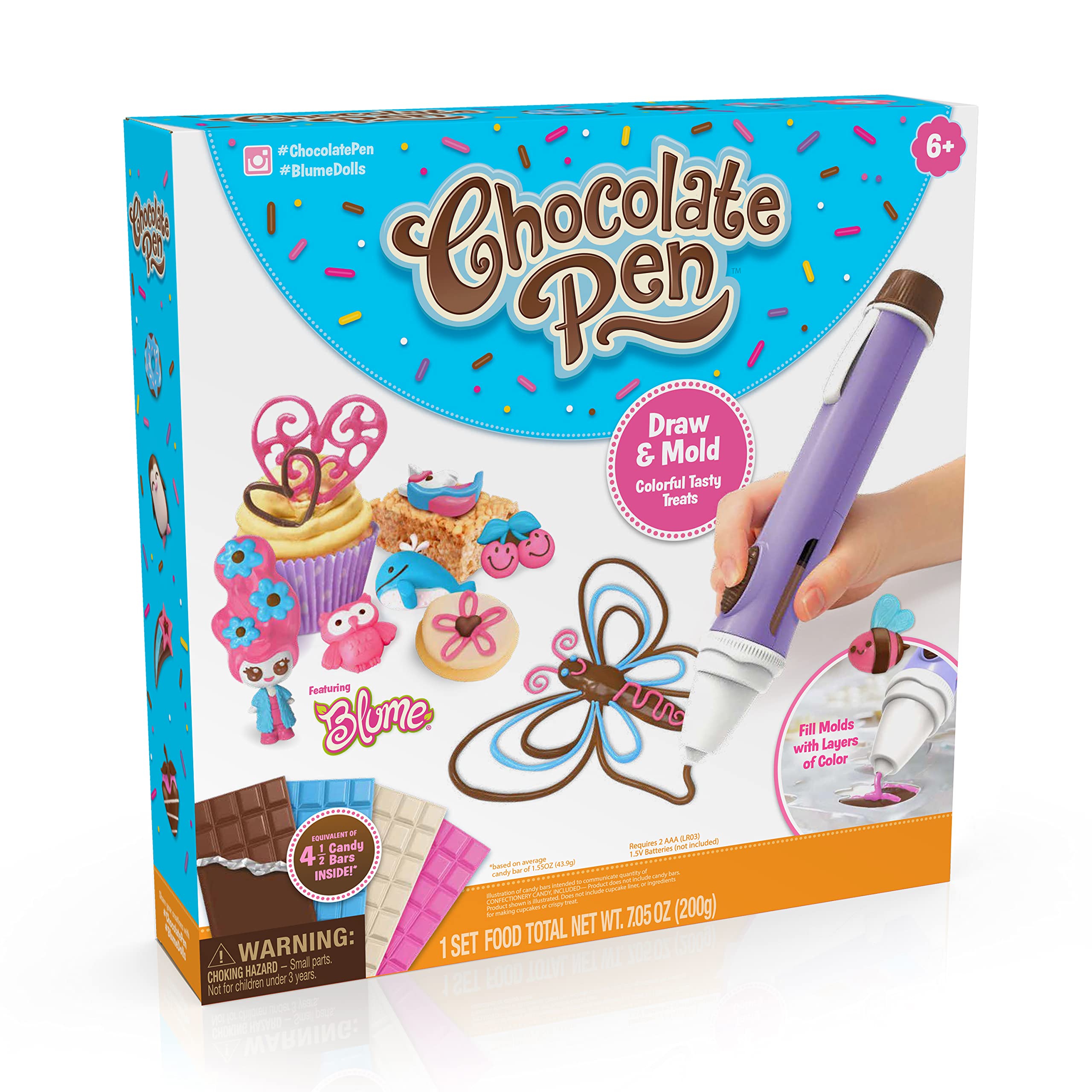 Chocolate Pen Real Cooking and 4 Bars of Candy Chocolate, Kids Crafting Baking Kits, Draw in Chocolate and DIY Your Own Baking Creations!