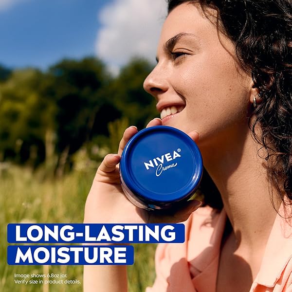 NIVEA CREME FACE, HAND AND BODY MOISTURIZER CREAM, RICH BODY CREAM FOR DRY SKIN WITH PROVITAMIN B5, FAST-ABSORBING AND NON-COMEDOGENIC, FOR DAILY USE ON ALL SKIN TYPES, 16 OZ JAR