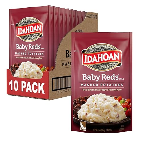Idahoan Baby Reds Mashed Potatoes, Naturally Gluten-Free, 100% Real Idaho Potatoes, 4 servings per bag, 4.1 ounce (Pack of 10)