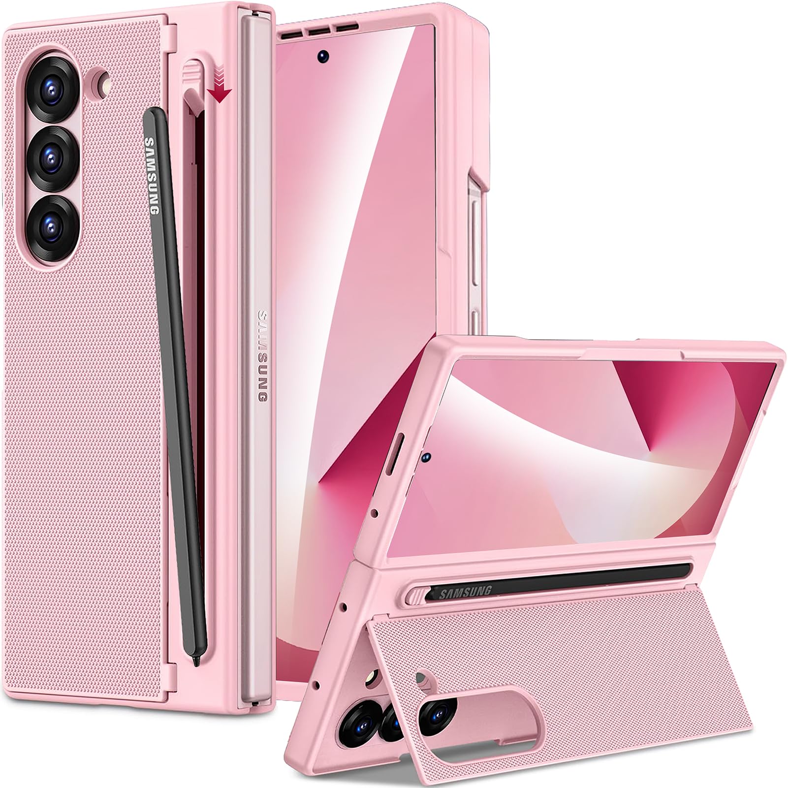 Photo 1 of ***missing stylus*** Miimall for Samsung Galaxy Z Fold 7 Case with S Pen Holder Slot [Military Grade Drop][Built-in Clear Screen & Kickstand] Slim Thin Protective Phone Case for Galaxy Z Fold 7 5G Cover Stylus Pink