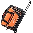 GoHimal Double Roller 2 Ball Bowling Bag with Separate Shoe Compartment for Bowling Shoes (Up To US Mens Size 15) and Oversized Accessory Pocket, Retractable Handle - Extends to 40"