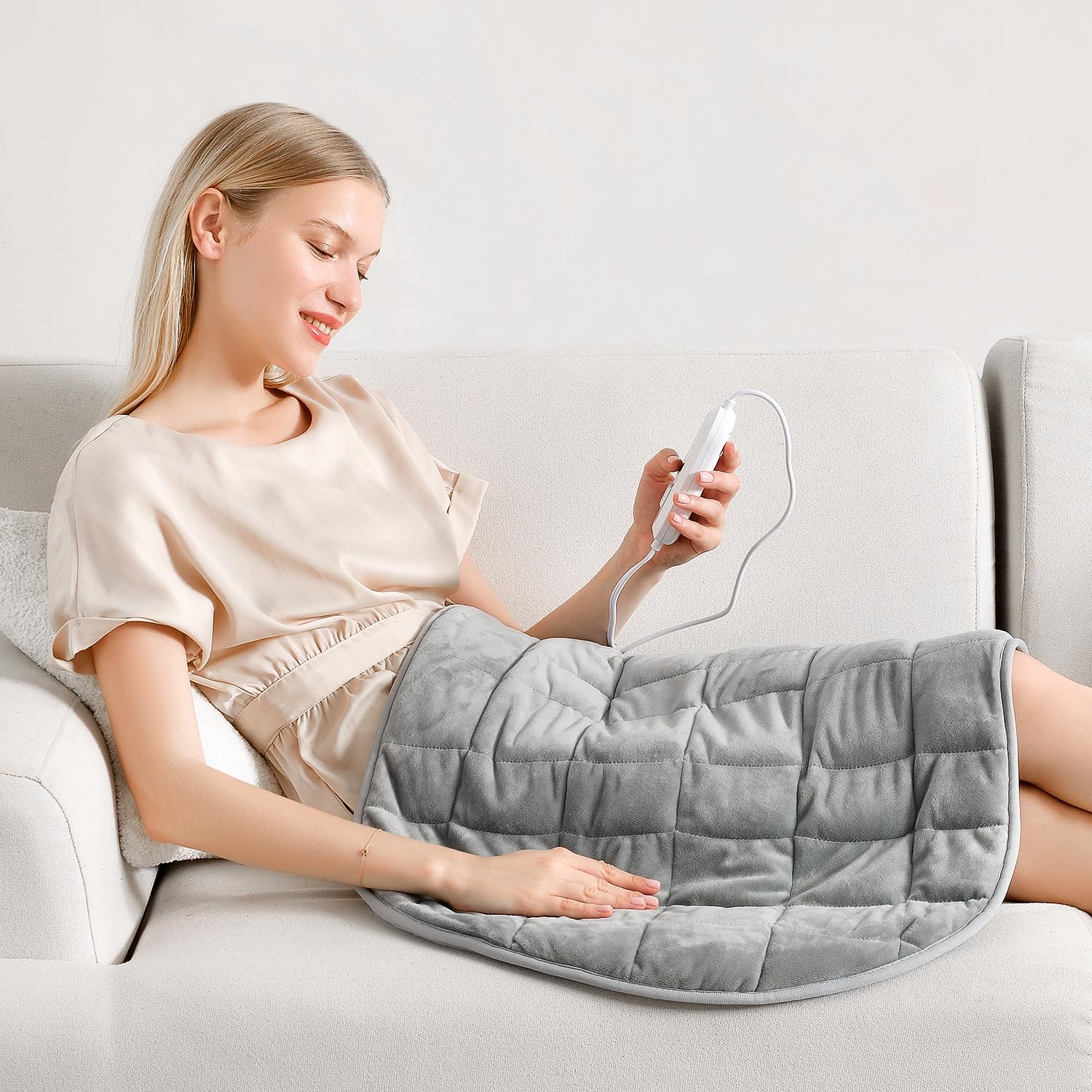 Photo 1 of Kivik 7lbs Weighted Heating Pad, Portable Heated Lap Blanket Throw for Adults, Heavy Large Electric Heat Pads, Small Warm Gifts for Women Abdomen & Back Pain Relief, 24x29 Inches, 7 Pounds, Grey