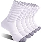 CelerSport Men's Athletic Work Crew Boot Socks with Full Cushion | 6 Pack Breathable Moisture-Wicking Cotton Socks for Hiking Outdoors, Size 7-15