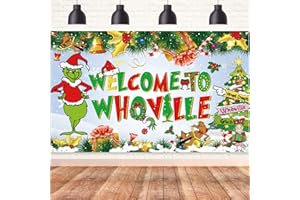 EAGUECROS Whoville Christmas Decorations Welcome to Whoville Banner Backdrop Grinch Christmas Decorations Backdrop Photography Background Whoville Sign