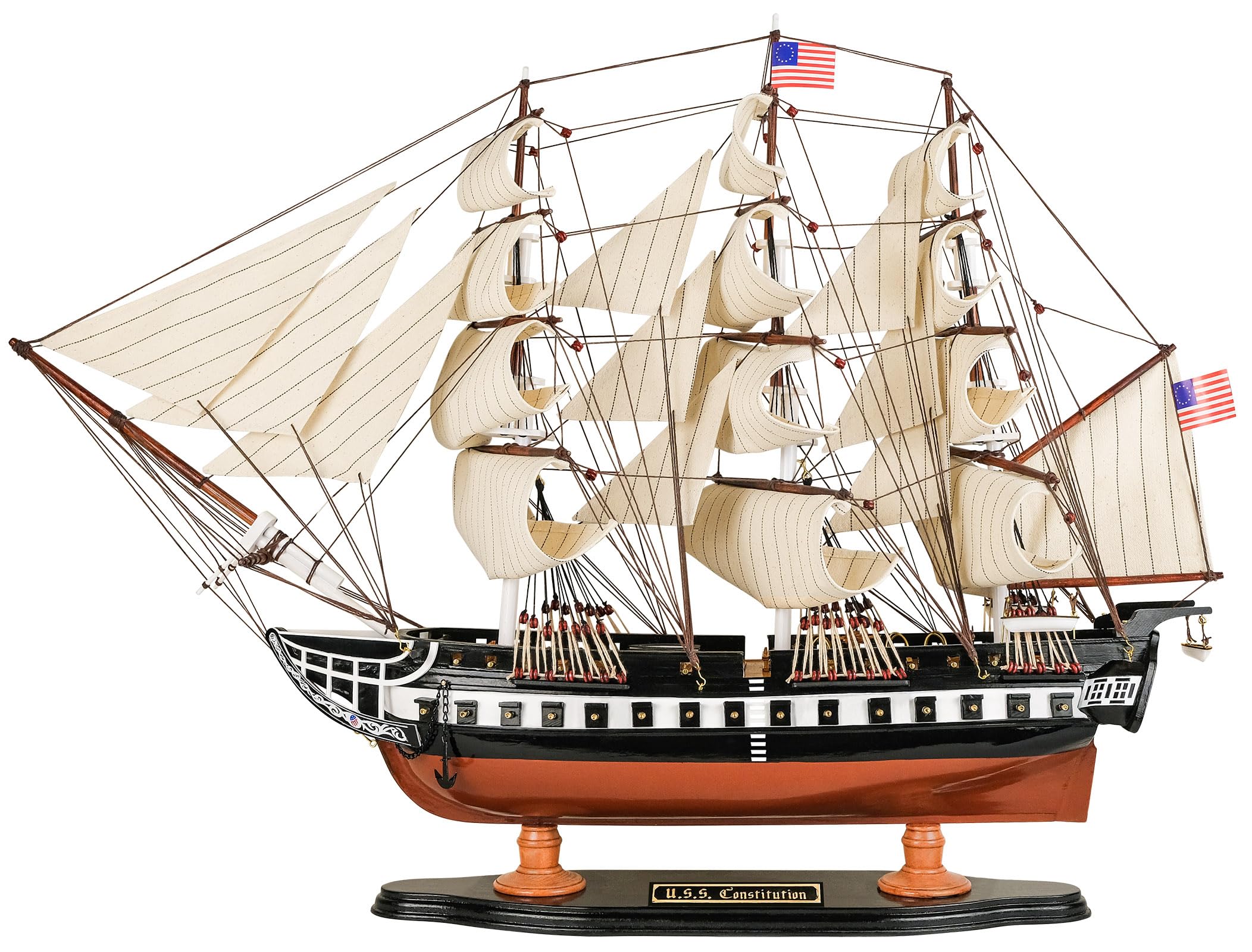 Photo 1 of SAILINGSTORY Wooden Model Ship USS Constitution 1/100 Scale Replica Frigate Sailing Warship Model Sailboat Decor