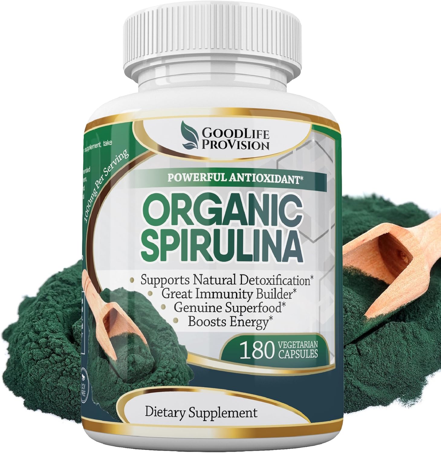 Organic Spirulina 100 Pure 1000mg Serving (500mg Veggie Capsules