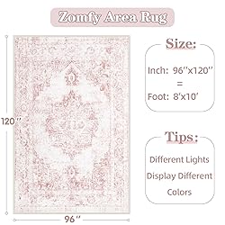 Area Rug 8x10 Vintage Rug: Large Washable Indoor