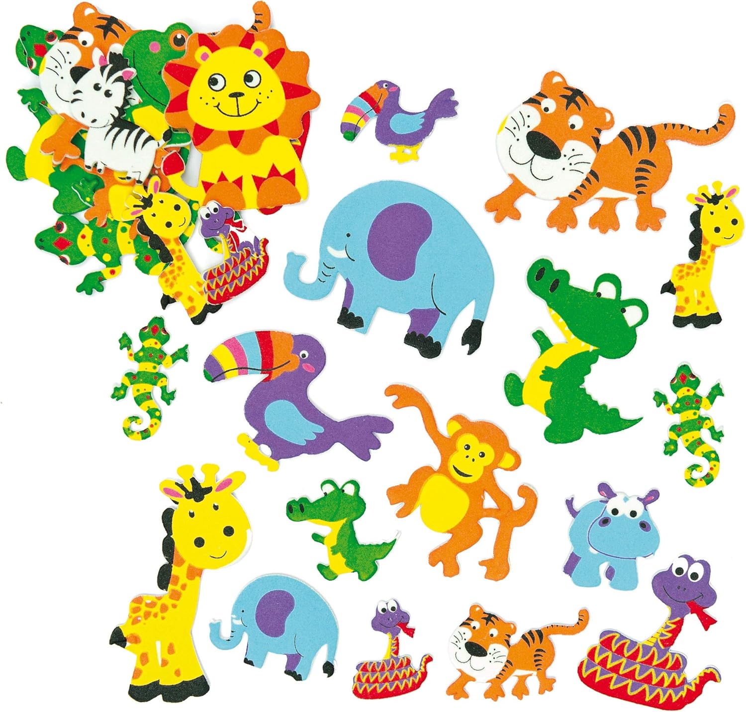 Baker Ross EV3115 Jungle Animal Foam Stickers (Pack of 96) Self Adhesive Puffy Scrapbook Stickers, Assorted, Assorted - Image 4