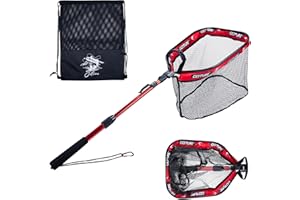 Goture 43.3"/51.2" Floating Fishing Landing Net with Assist Handle, Telescoping Collapsible Extendable Handle, Rust-Resistant