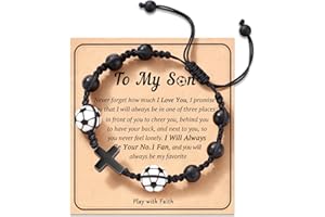 HGDEER Baseball Basketball Football Soccer Volleyball Gifts, Natural Stone Baseball Cross Bracelets for Teen Ideas with Message Gift Card