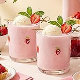 SiliFine Icon Juice Glasses, 14oz Stemless Wine Drinking Juice Glass Cup for Valentine Party Supplies Gift(2 Pcs,Strawberry)