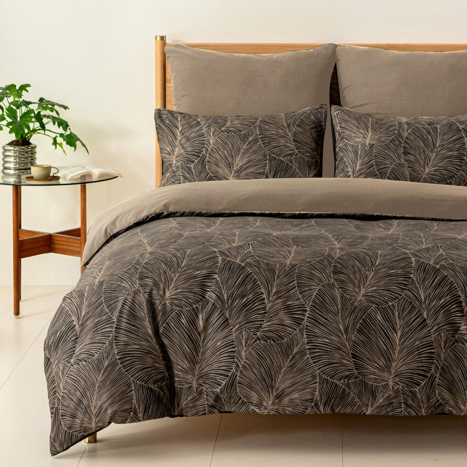 Tokokimo King Size Duvet Cover Sets, King Bedding Sets Tropical Leaves Pattern, Soft Microfiber Summer Duvet Cover Sets 230x220 cm with 2 Pillowcases for Bed — image 1