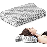 PEUJEW Neck Pillow for Sleeping, Travel Pillow, Camping Pillow, Ergonomic Memory Foam Compressible Medium Firm, Ideal for Home, Bedroom, Office and Camping (Light Grey, S)