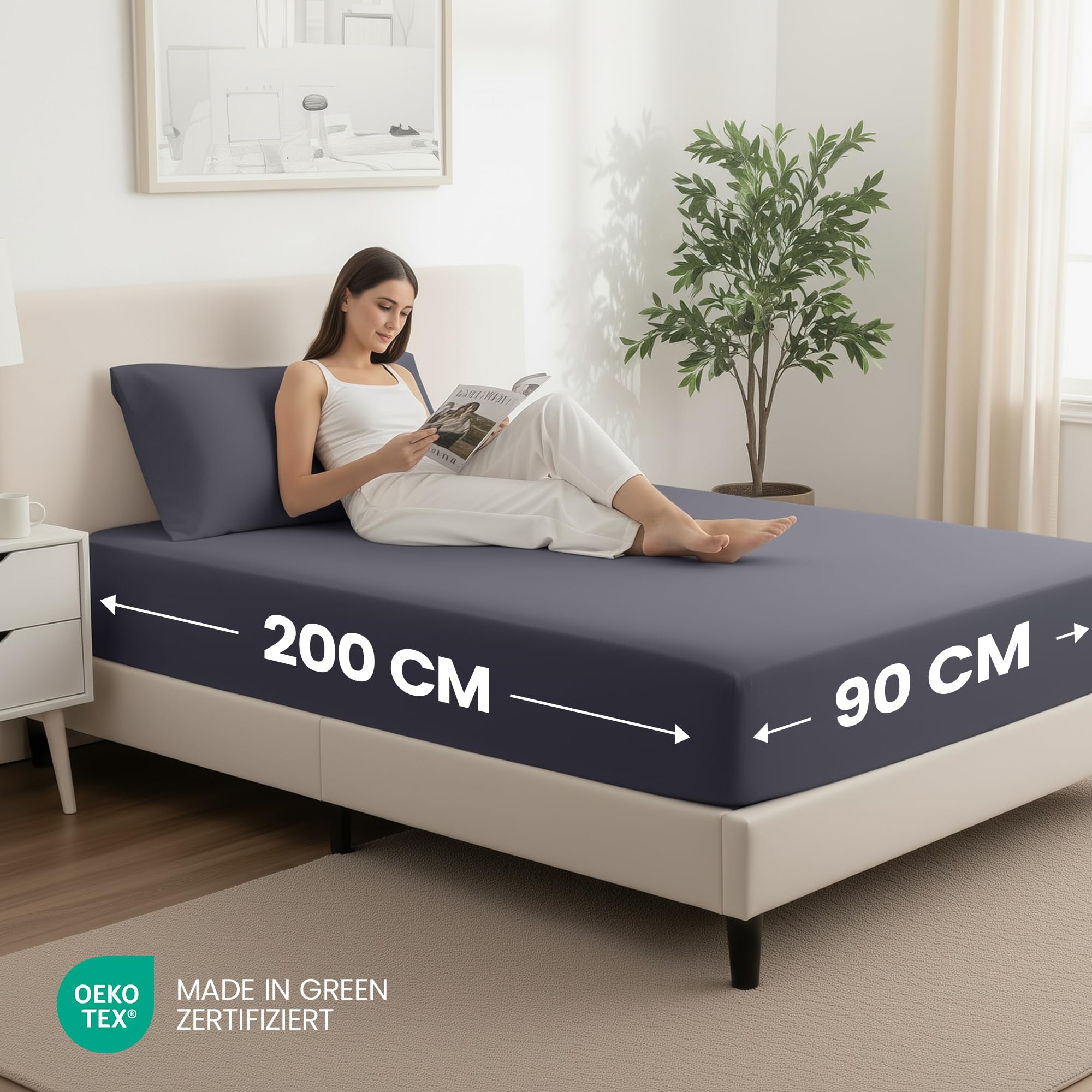 Utopia Bedding - 2er Set Spannbettlaken 90x200cm - Grau - Gebürstete Mikrofaser Spannbetttuch - 35 cm Tiefe Tasche 2