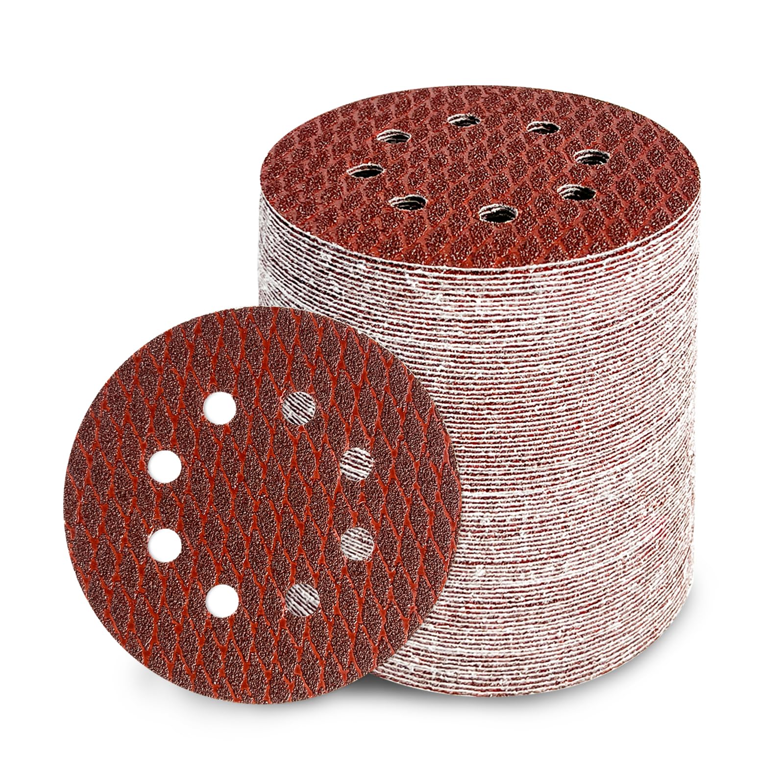GEOGIEEW 90PCS 125mm Sanding Discs Pads, 5 Inch 8 Hole Hook and Loop 40/60/100/150/240/320/600 Mixed Grits Sandpaper for Wood for Random Orbital Sander