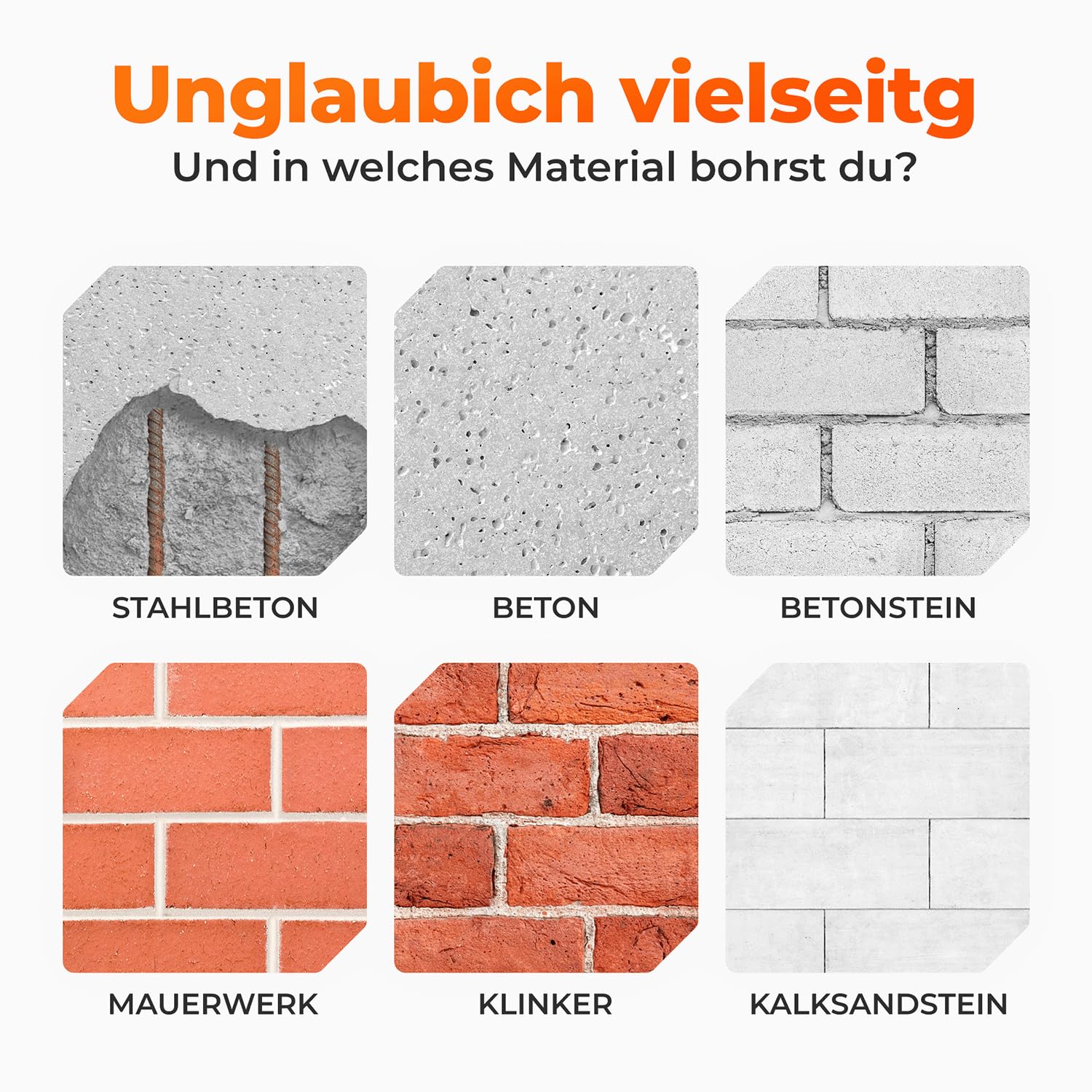 BAUBECK SDS Plus Bohrer Set für Beton [7tlg - Ø6-14 & 210mm lang] 4 Schneiden - Langlebige Betonbohrer aus 40CR Stahl für Präzise Ergebnisse - Bohrer Set Beton Schlagbohrer SDS Bohrer Stein 5