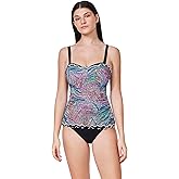 Profile by Gottex Layla Tricolore D-Cup Tankini Top - Built-in Bra, Adjustable Straps, Front Lining, Bottom Sold Separately