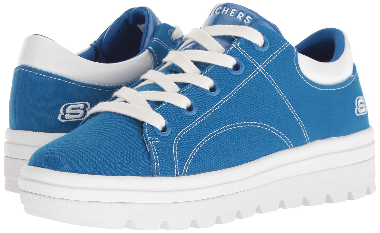 Canvas Contrast Stitch Lace Up Sneaker Skechers Womens