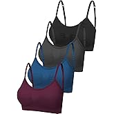 SATINIOR 4 Pieces Bralette Neck Cami Bra Wireless Tank Top Sports Bra for Women