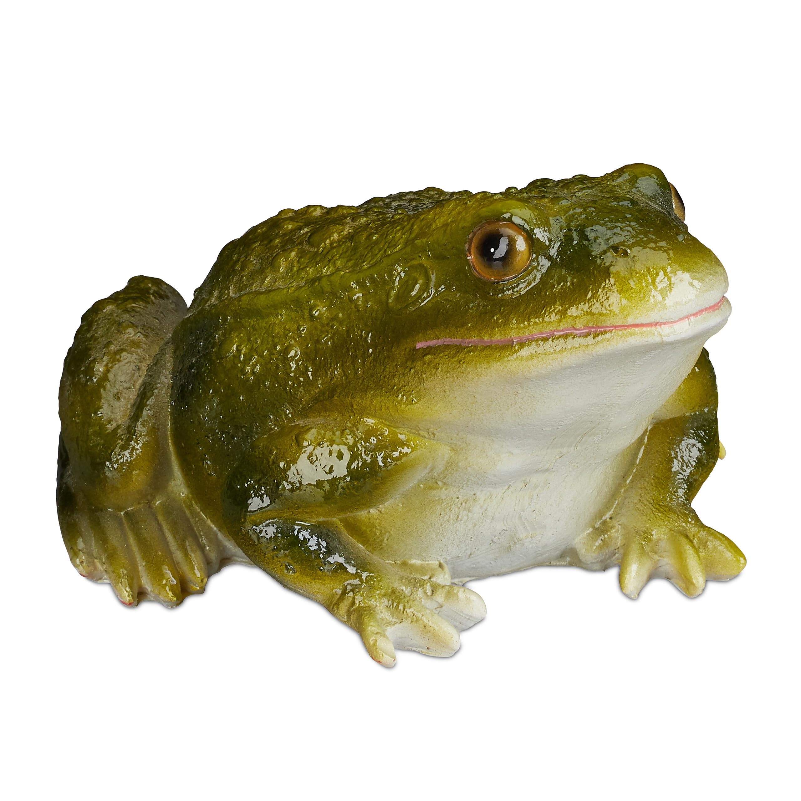 Relaxdays Garden Frog Figurine, Weatherproof, For Balcony, Patio, Pond, Poly-resin, Decor Toad Ornament, Green