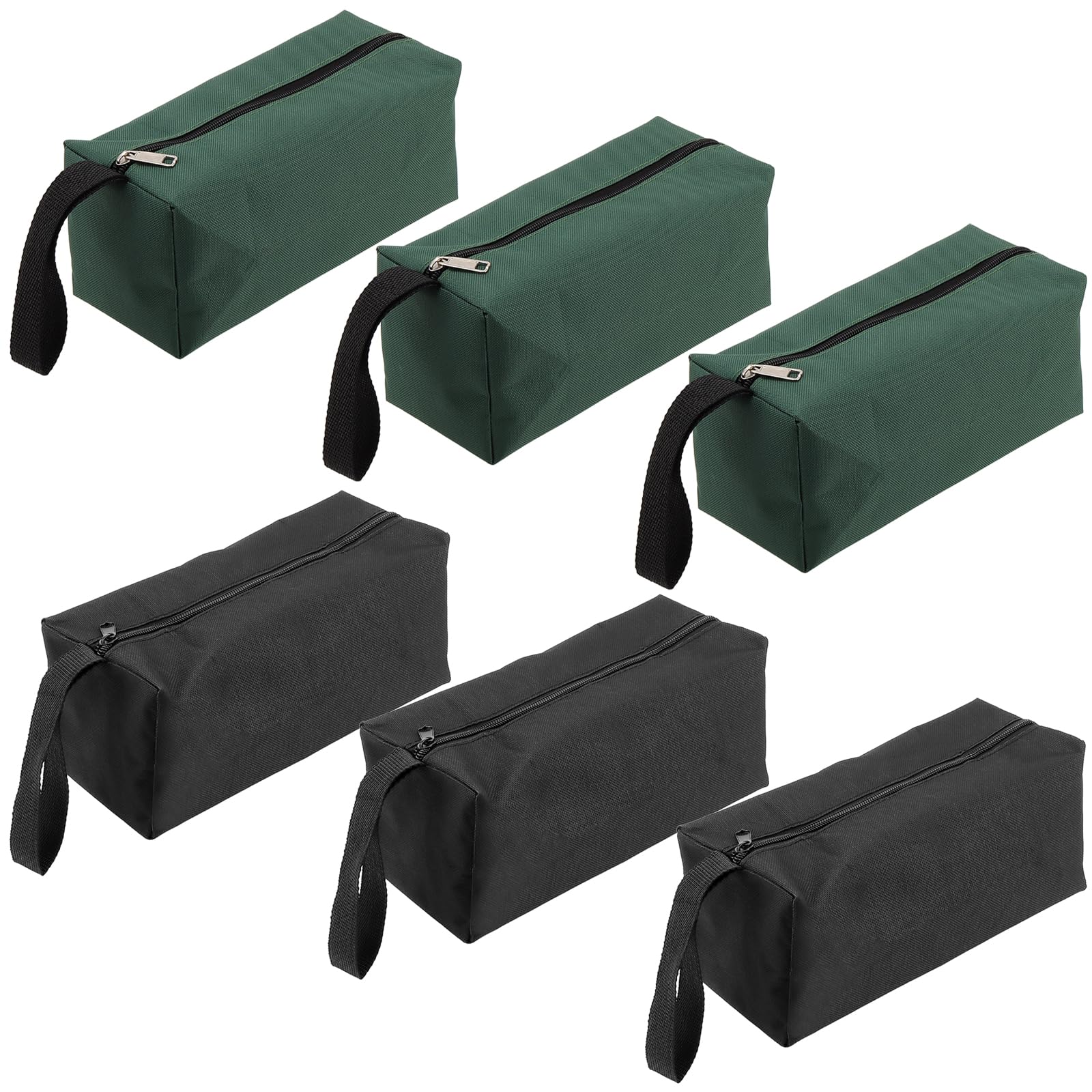 UNGFEI 6 PCS Black Green Small Tool Pouches - 25 x 10.5 x 10.5cm Multipurpose Canvas Zipper Tool Bag with Hanging Loop for Pliers Wrench Screwdriver
