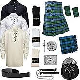 Kilt Emporium Kilts for Men Thistle Set Scottish Great Highlands Tartan Kilt Outfit - 10 Pieces