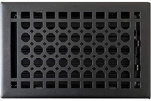 Empire Register Co, Vent Cover - 6x10 inch, Honeycomb Design, Textured Black Finish, Heavy Duty Floor Vent Covers, Metal Damper Attached Vent Covers for Home Floor only