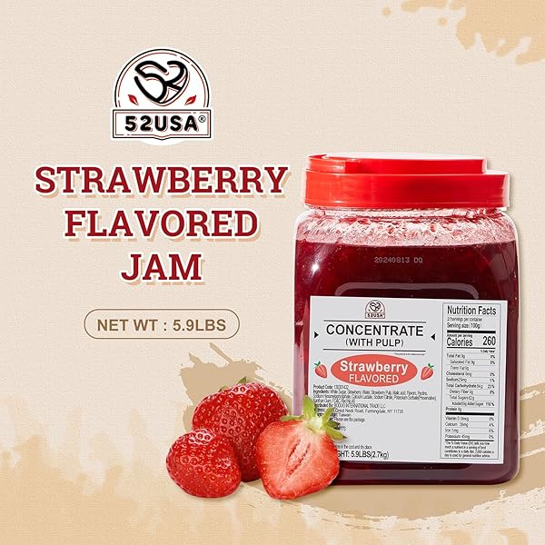 52USA STRAWBERRY FLAVORED JAM 2.7KG – LARGE FOOD SERVICE SIZE, SWEET AND FRUITY SPREAD FOR BAKING, COOKING & BREAKFAST