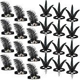 IANFAN 24 Pcs 1920s Flapper Headband, Black Feather Headpiece for Women 20s Costume Flapper Headpiece Bulk for Gatsby Theme Party Accessory