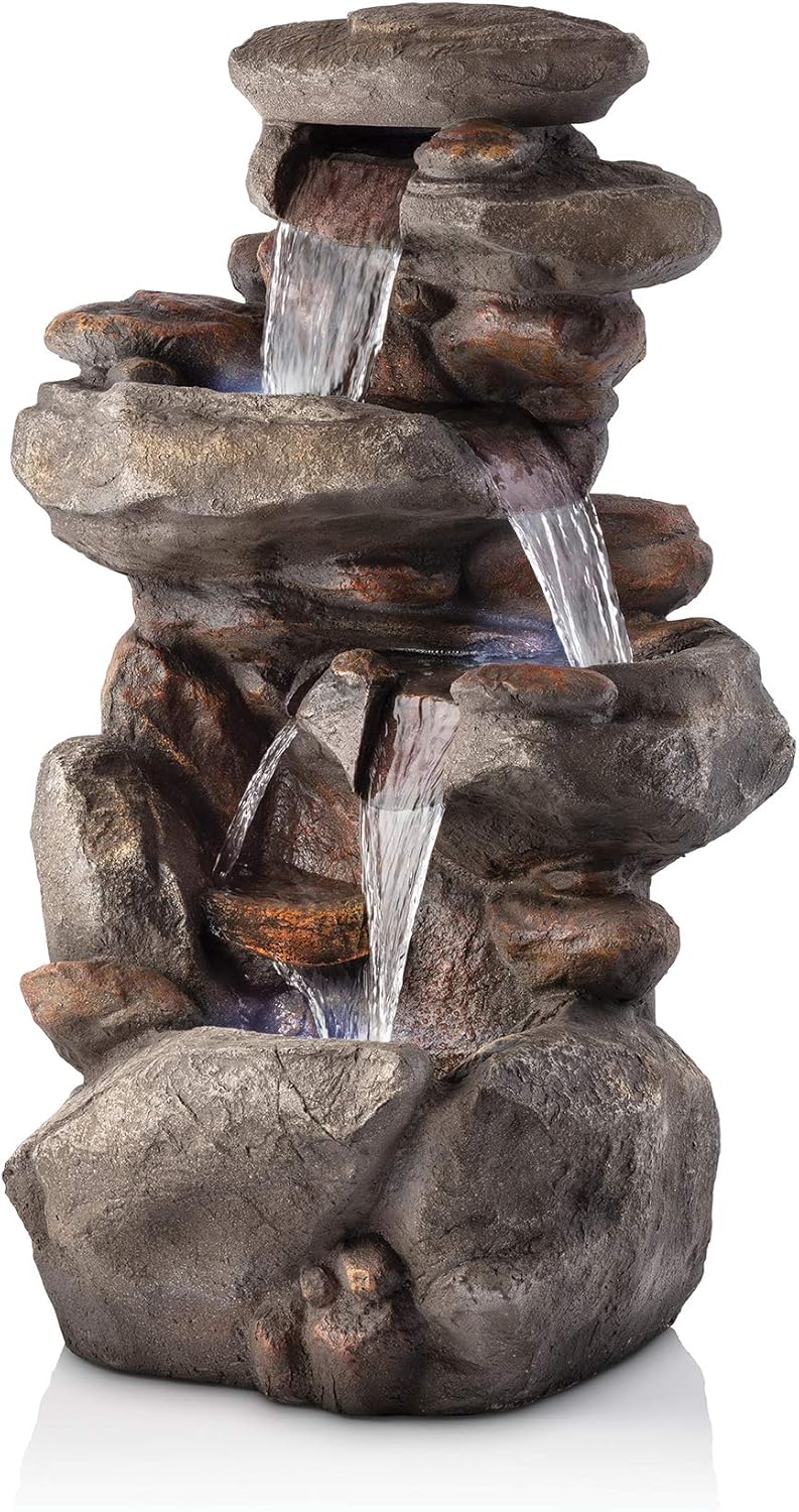 Amazon Com Alpine Corporation 4 Tier Rock Water Fountain With