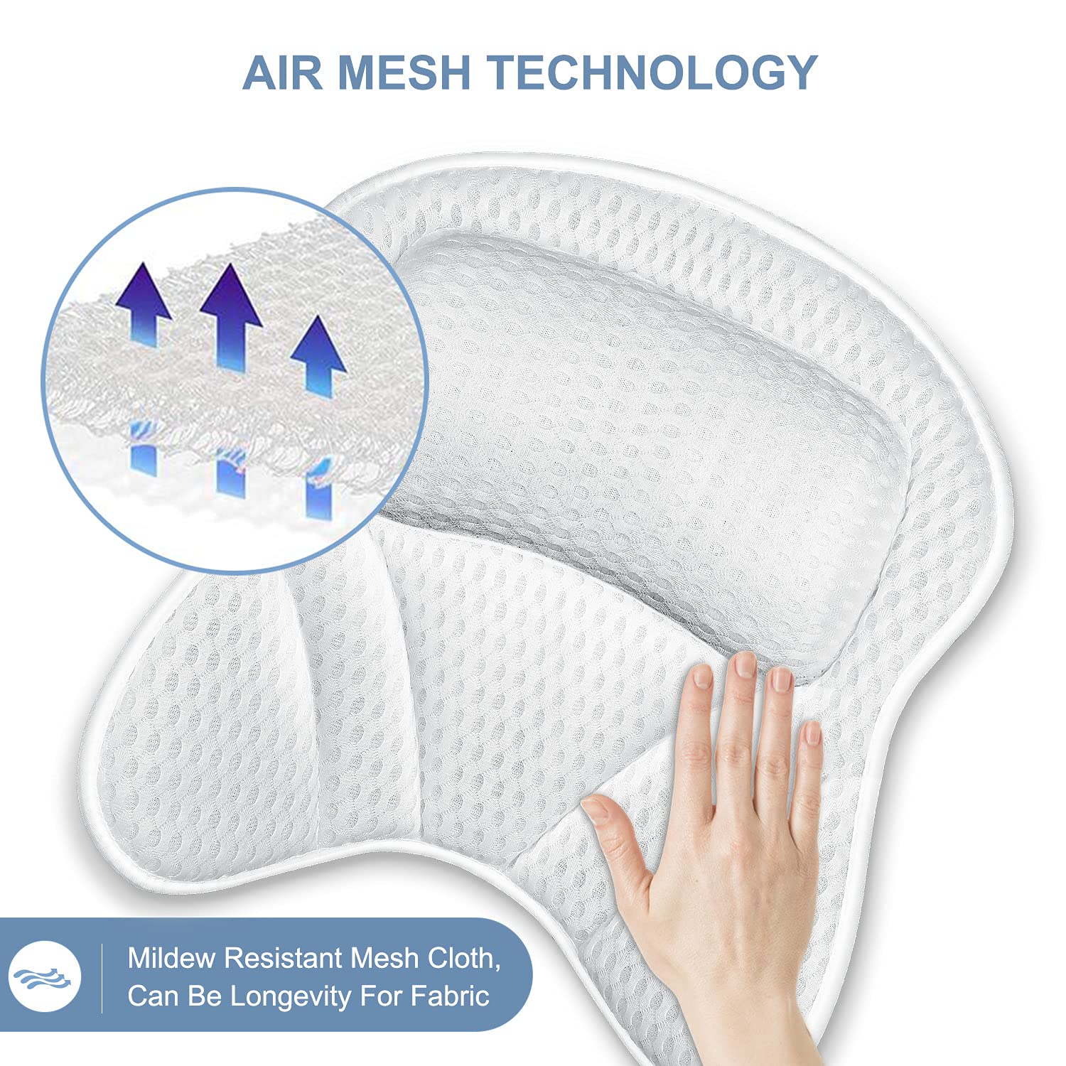 Bath Pillow for Tub, Powsure Luxury Bathtub Spa Pillow for Head, Neck, Shoulder and Back Support, 4D Air Mesh & Soft Bath Tub Pillows with 6 Non-slip Suction Cups, Fits all Bathtub and Home Spa : Beauty