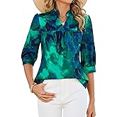 Blooming Jelly Women's Dressy Casual Blouses Summer Spring Floral Work Tops V Neck Short Sleeve Shirts Outfits