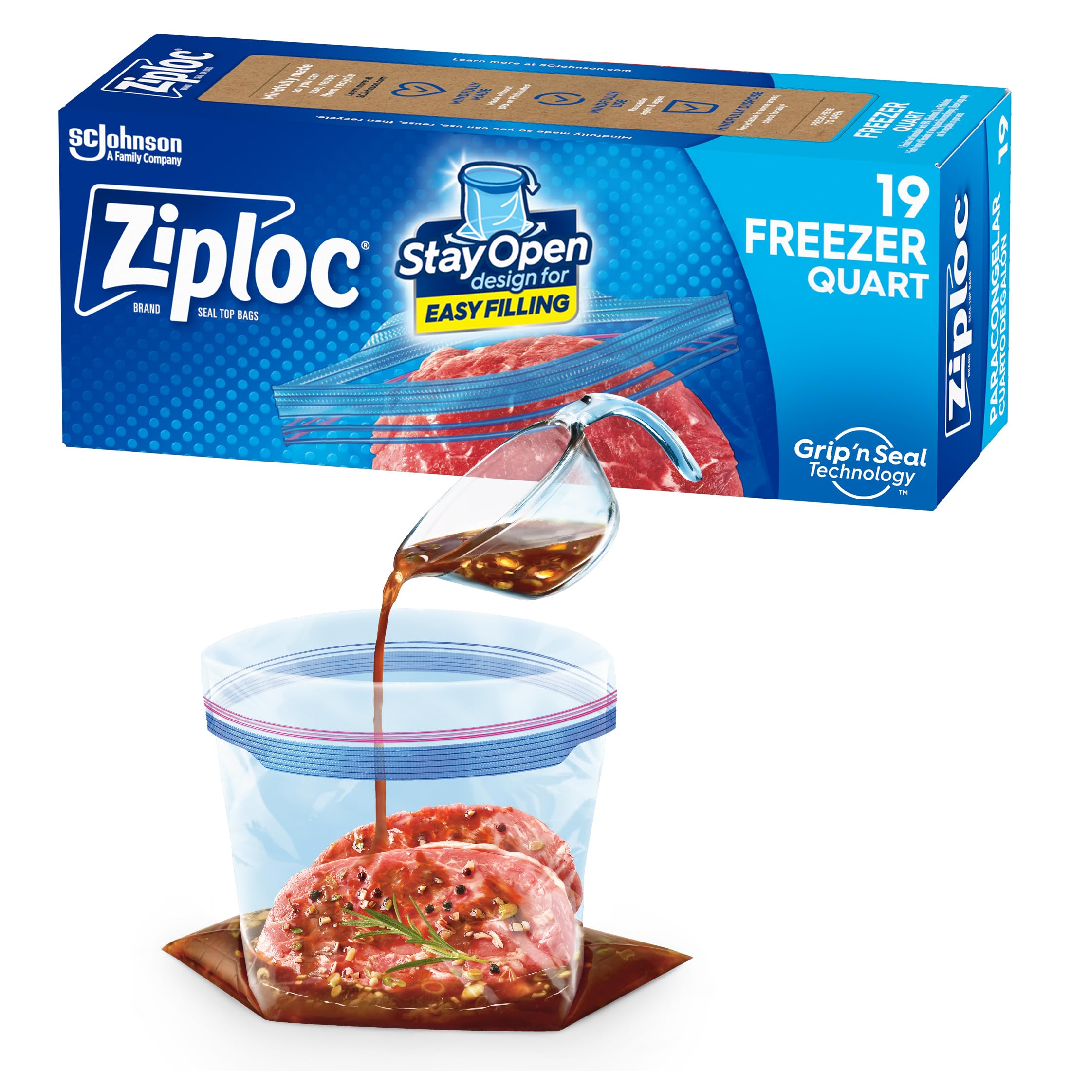 Photo 1 of ***DAMAGED - SEE NOTES/PICTURES***Ziploc Quart Food Storage Freezer Bags, New Stay Open Design with Stand-Up Bottom, Easy to Fill, 19 Count