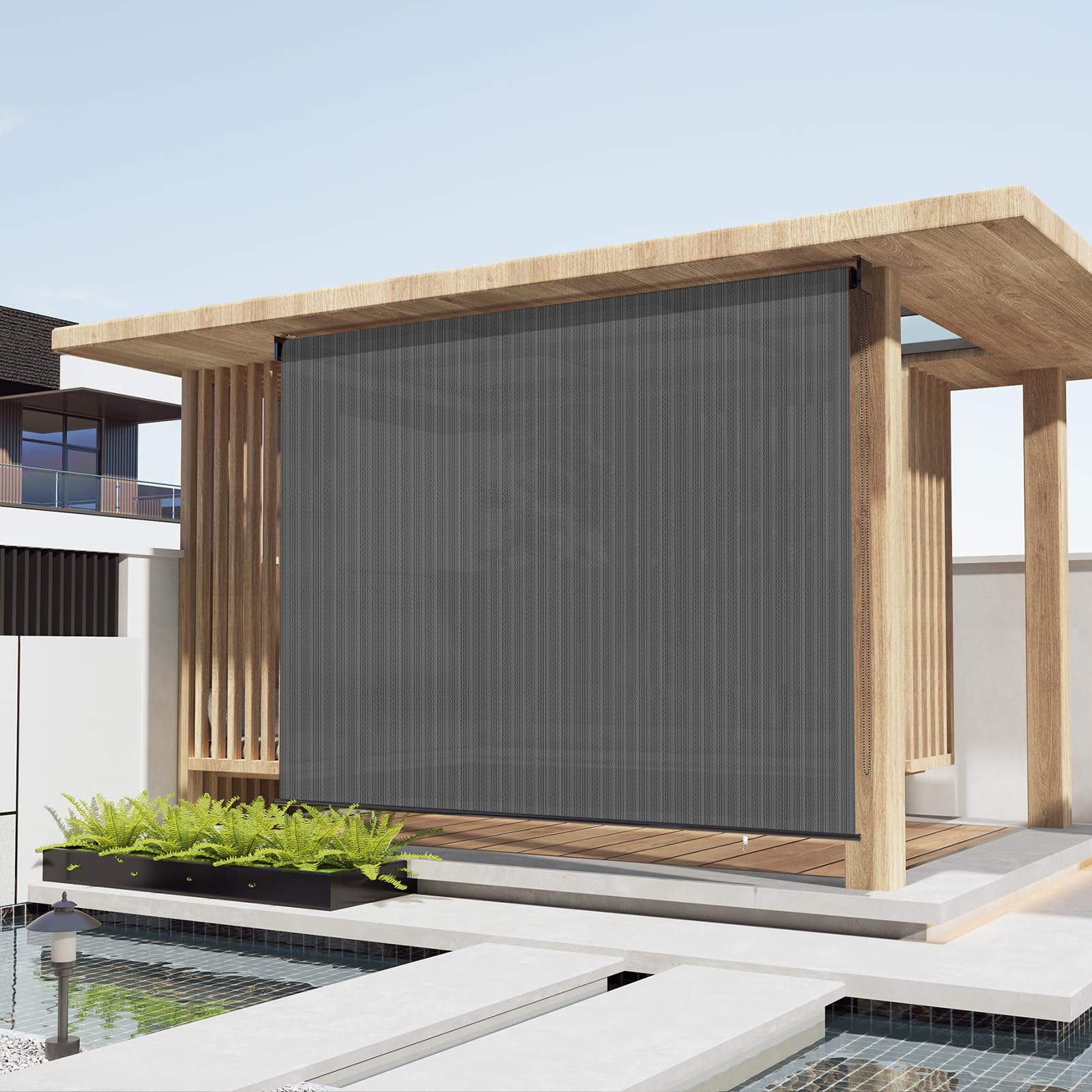 Photo 1 of ***(MISSING PARTS, SELLING AS IS ONLY)***  LOVE STORY Outdoor Roller Shade 8'(W) * 8'(H) Exterior Patio Blinds Roll up for Gazebo Deck Backyard, Dark Grey