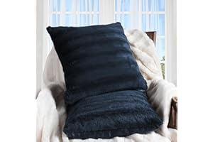 Cheer Collection Faux Fur Throw Pillows - Decorative Pillows for Couch, Bed Throw Pillows, Blue Accent Pillows for Bedroom or Living Room Aesthetic, Set of 2 Furry Throw Pillows, 18”x18”