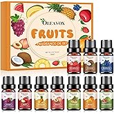 Fruity Essential Oils Gift Set, Premium Fragrance Oil for Candle & Soap Making, Coconut, Strawberry, Pineapple, Mango, Peach, Apple,10x5ml Fruit Aromatherapy Diffuser Oils for Home