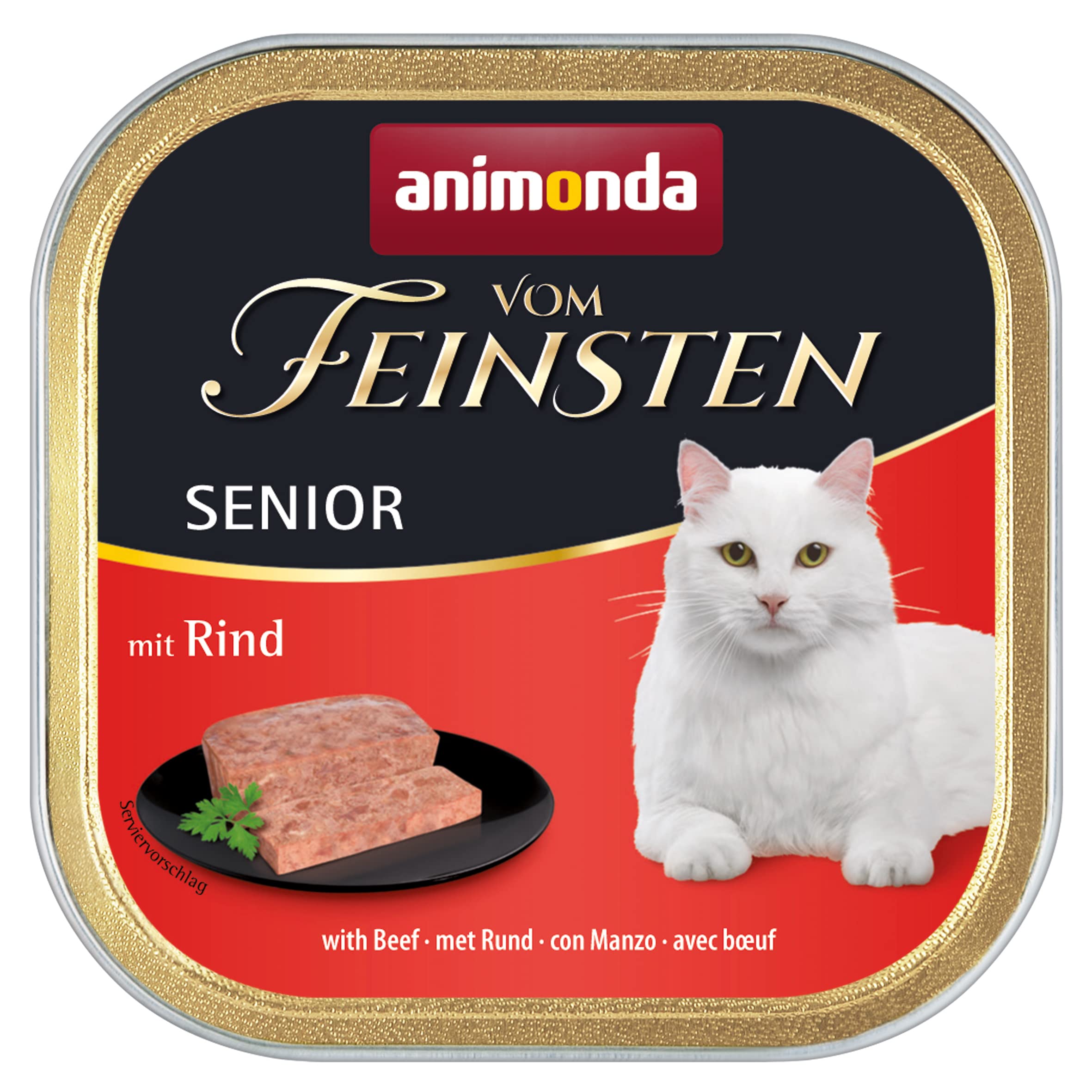 animonda Vom Feinsten Senior, wet food for older cats from 7 years, with beef, 32 x 100g