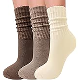 Elapse Space 3 Pairs Slouch Socks for Women Soft Mid Calf Rib Scrunch Crew Tube Socks