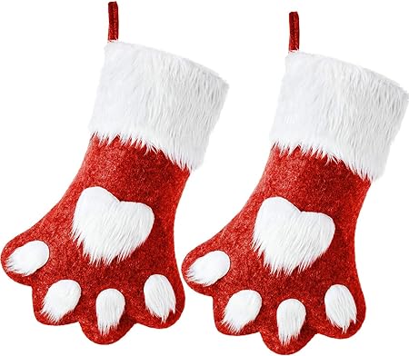 Immagini Di Natale Animali.Lath Pin Calza Di Natale Set Di 2 Calze Animali Sacchetto Di Caramelle Regalo Di Natalizio Per Feste Di Natale E Decorazioni Da Caminetto Carino Taglia Unica Rosso 2 Amazon It Casa E Cucina