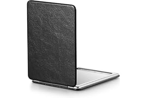 OMIRO Compact Mirror, Classical PU Leather 1X/3X Magnification, Ultra Portable for Purses, 2.4" W x 3.4" L (Black)