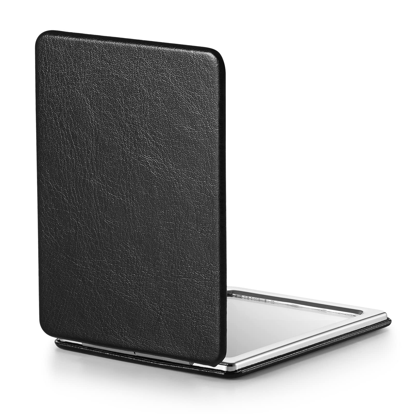 OMIRO Compact Mirror with 1x/3x Magnification, 2-Sided with PU Leather, Pocket Mirror for Wallet, Travel, Gift (Classic Black)