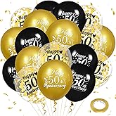 50th Anniversary Balloons 18Pcs Black Gold 50th Anniversary Party Decorations for Women Men Black Gold 12Inch Happy 50 Latex Confetti Balloons for Indoor Outdoor Party Supplies