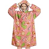 Queenshin Oversized Wearable Blanket Hoodie Animal, Warm Sherpa Fleece Blanket with Sleeves Big Pocket Christmas Sweatshirt