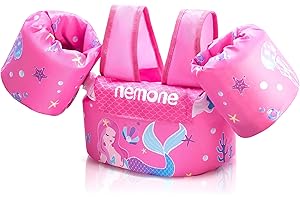 NEMONE Toddler Swim Vest for 22-70 lbs Kids Floaties Swim Jacket with Arm Water Wings for Girls Boys 2 3 4 5 6 7 Years Old Sea Beach Pool