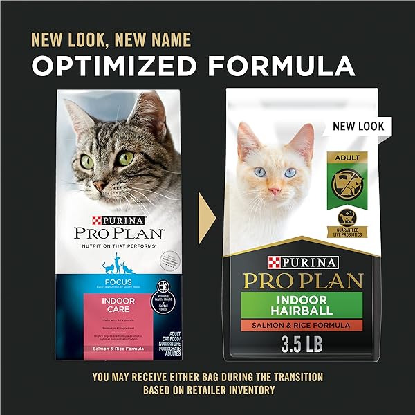 PURINA PRO PLAN HAIRBALL MANAGEMENT, INDOOR CAT FOOD, SALMON AND RICE FORMULA – 3.5 LB. BAG