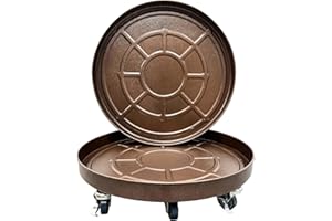 KAOOLAA 2 Pack Plant Caddy 20 Inches Heavy Duty Plant Stand with Lockable Wheels, Support 310 Lbs Plants, Indoor and Outdoor Flowerpot Tray (20, Matte Bronze)