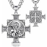 CELESTIA 925 Sterling Silver St. Michael/St. Christopher/St. Benedict/St. Gabriel/Virgin Mary/Jesus/Caravaca/Metatron/Seal of Seven Archangel Medals for Men Women Religious Gifts