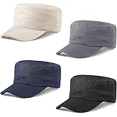 Glamorstar Unisex Cadet Army Hats 4 Pieces Military Flat Top Newsboy Cap